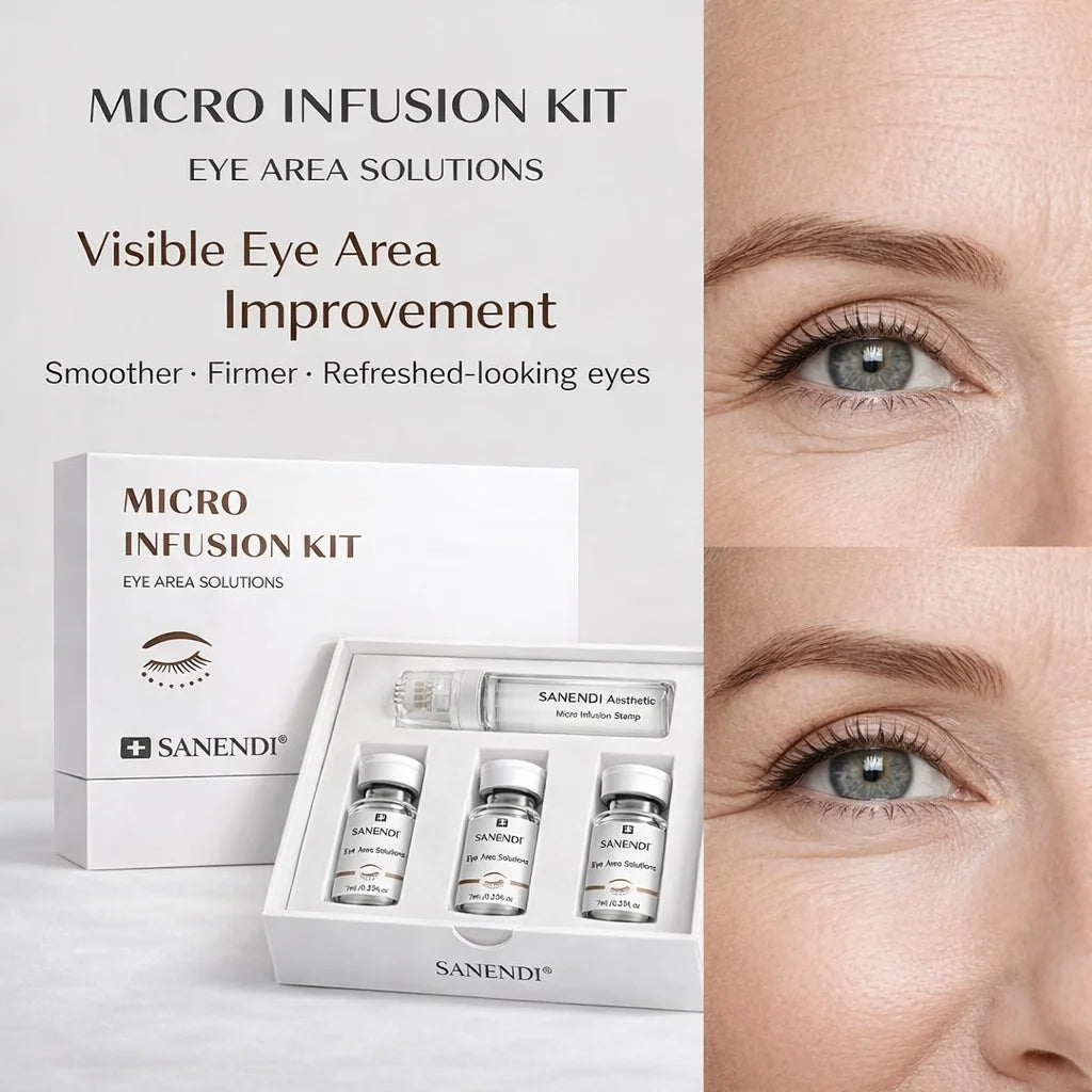3 in 1 Micro-Infusion System for Eye & Face 0.05mm Stamp Hyaluronic Acid & Collagen Peptide Serum Firmer Home Skin Care 1Month