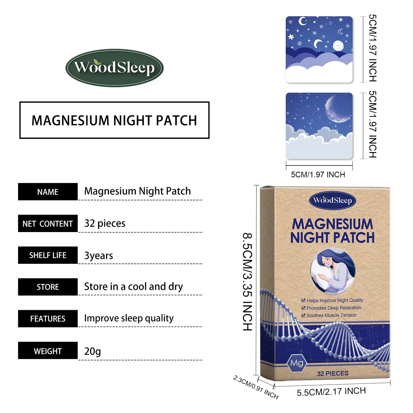 Woodsleep Sleep Patches Insomnia Treatment Irritability Stress Reliever Relax Anxiety Sleep Quality Improvement Sleep Aid Patch