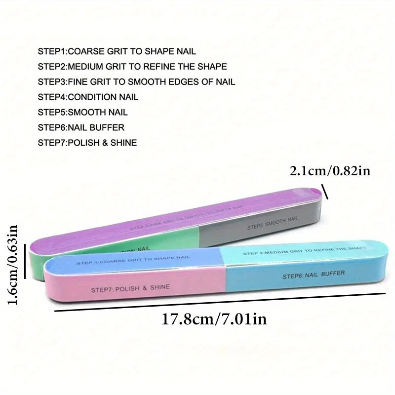 1/2/3/5Pcs/Set 7 Sides Nail Buffers Files Professional Polisher For Art Manicure Polishing Block Buffing Accessories Cream Tools