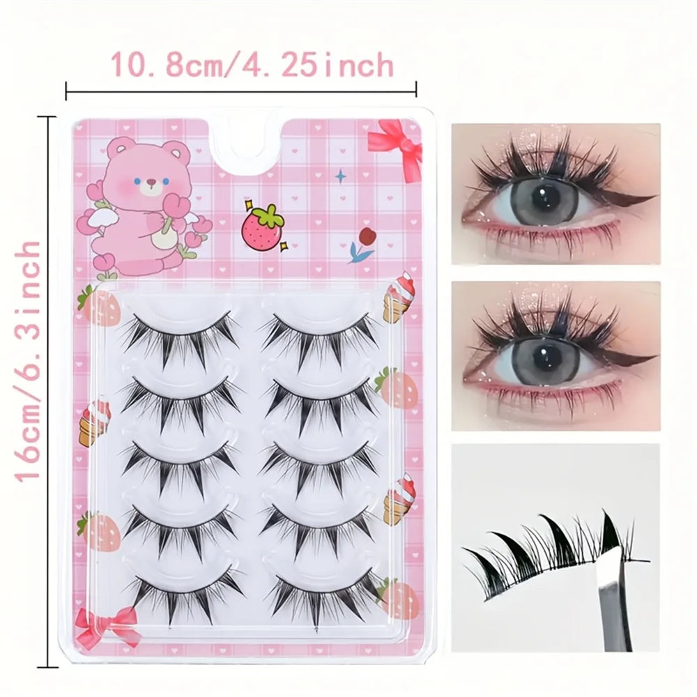 5 pairs of big cat eye style false eyelashes, cosplay comic false eyelashes, naturally soft and comfortable, no burden