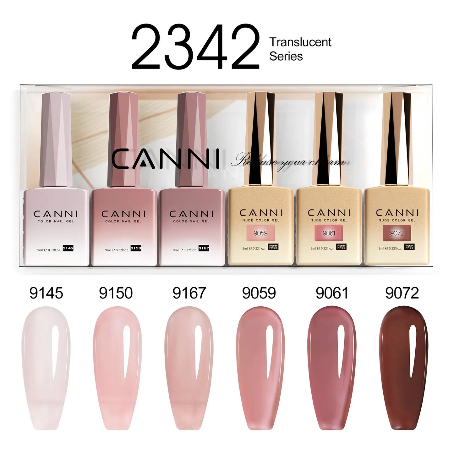 9ml CANNI TPO FREE HEMA FREE Ultra Consistency Nail Gel Polish Set Round Brush Semi Permanent Soak Off UV LED Gel Nail Kit