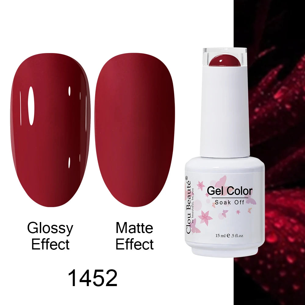 Clou Beaute 15ml Nail Gel Polish Warm Color Dark Red Brown Semi Permanent Nail Art Manicure Soak Off LED UV Varnishes Lacquer