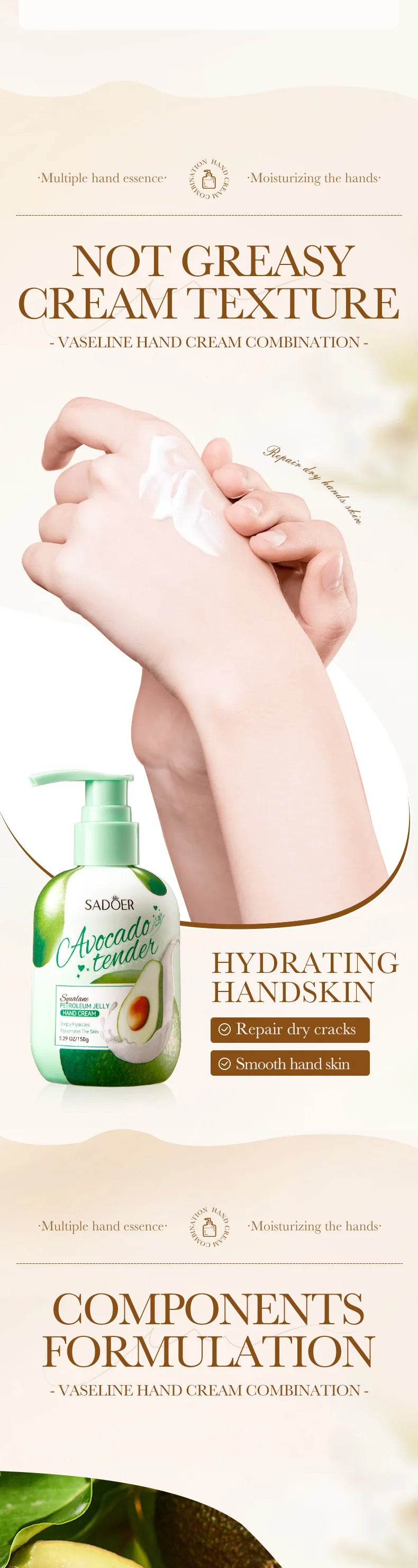150g SADOER Fruits Hand Cream Moisturizing Whitening Anti Wrinkles Anti-Aging Hydrating Hands Skin Care Products
