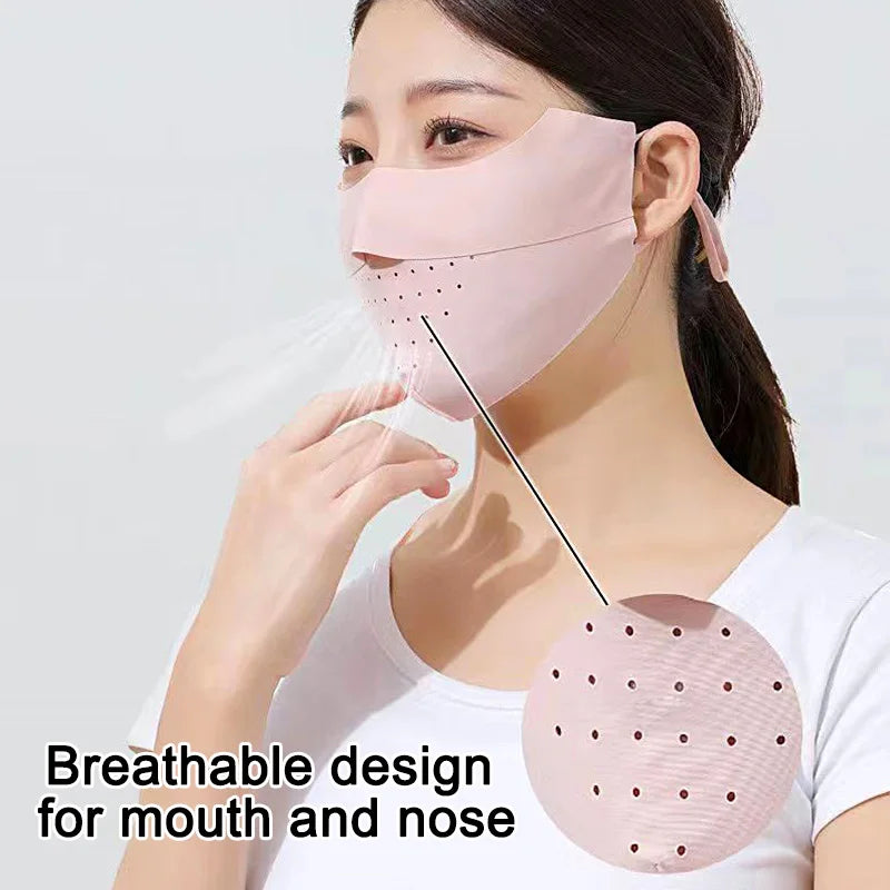 Ice Silk Face Mask UPF50+ Uv Sun Protection Summer Adjustable Breathable Men Women Outdoor Running Cycling Sports Mask