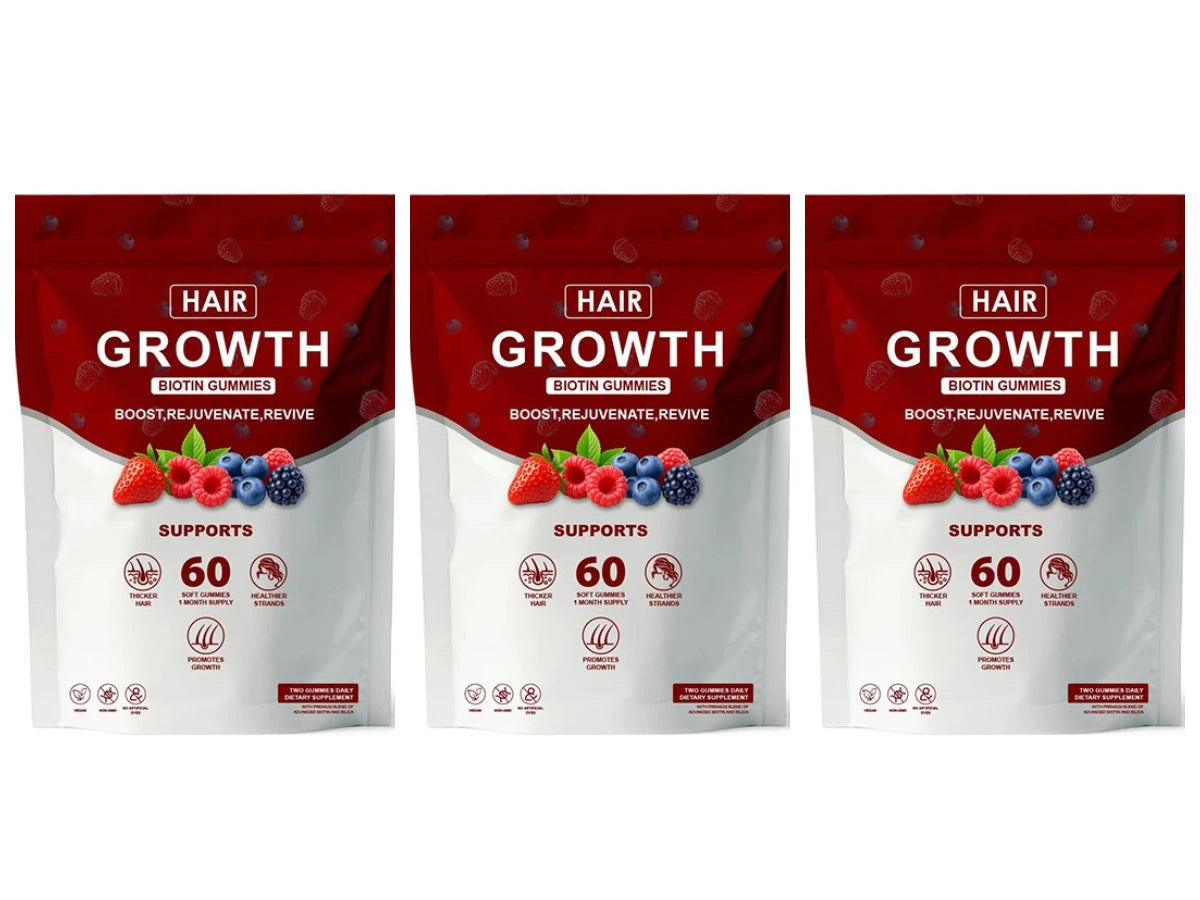 Women Hair Growth Vitamin Gummies Healthy Nourishment with Biotin Collagen Botanical Extracts Also for Skin Nail Care 60 Gummies