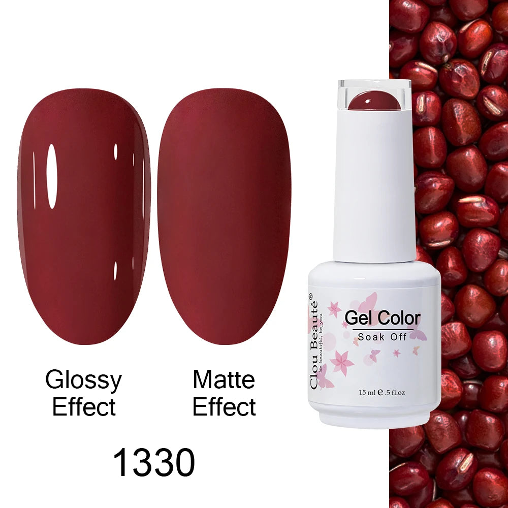 Clou Beaute 15ml Nail Gel Polish Warm Color Dark Red Brown Semi Permanent Nail Art Manicure Soak Off LED UV Varnishes Lacquer