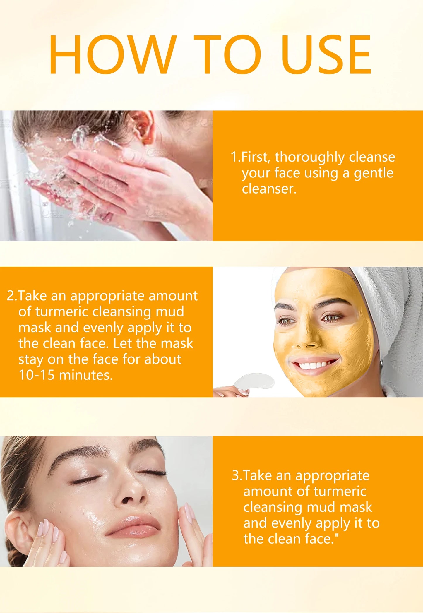 Turmeric and Lemon Deep Cleansing and Pore-Minimizing Clay Mask; Exfoliating and Brightening Clay Mask; Used for Skin Repair.