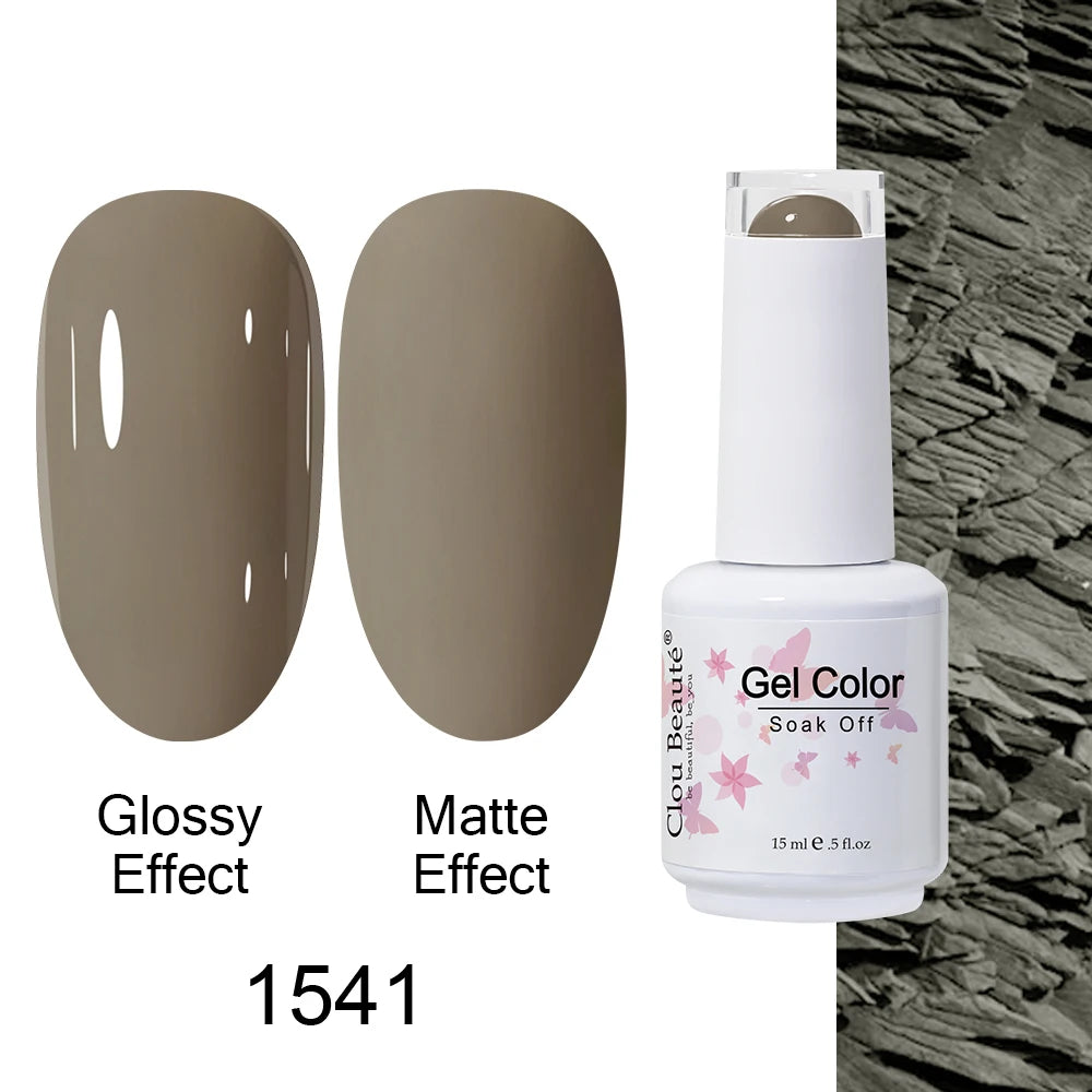 Clou Beaute 15ml Nail Gel Polish Warm Color Dark Red Brown Semi Permanent Nail Art Manicure Soak Off LED UV Varnishes Lacquer