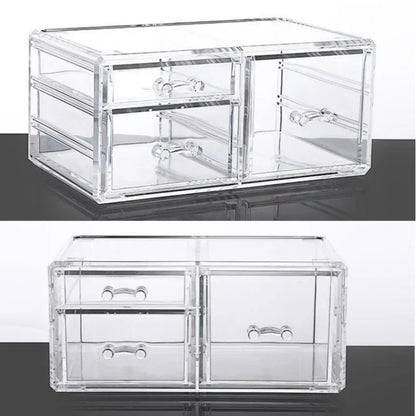 Table Transparent Plastic Makeup Organizer Multi-type Drawers Skincare Product Storage Box 3 Layers Case