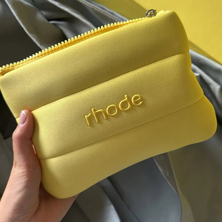 Rhod Lemontini Yellow Makeup Bag for Women Portable Travel Small Cosmetic Bags Zipper Toiletry Bag Pouch Lipsitck Storage Bags