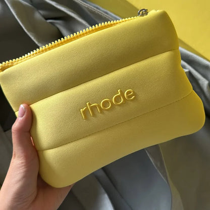 Rhod Lemontini Yellow Makeup Bag for Women Portable Travel Small Cosmetic Bags Zipper Toiletry Bag Pouch Lipsitck Storage Bags