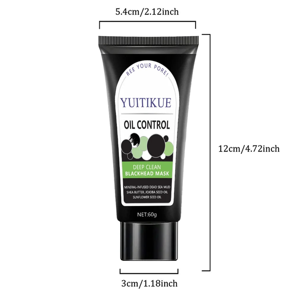 YUITIKUE Oil Control Blackhead Mask, Bamboo Charcoal Deep Clean Peel-Off, Creamy Texture Pore Cleanser, 60g