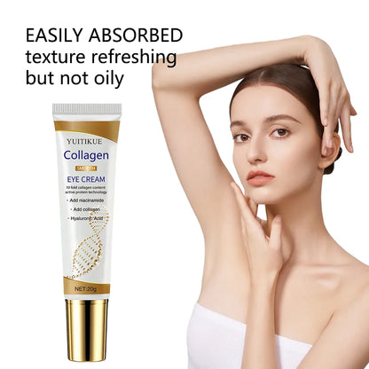 Collagen Eye Cream 20g - Smoothes Wrinkles & Firms, Fast Absorption Non-Greasy, with Niacinamide & Hyaluronic Acid