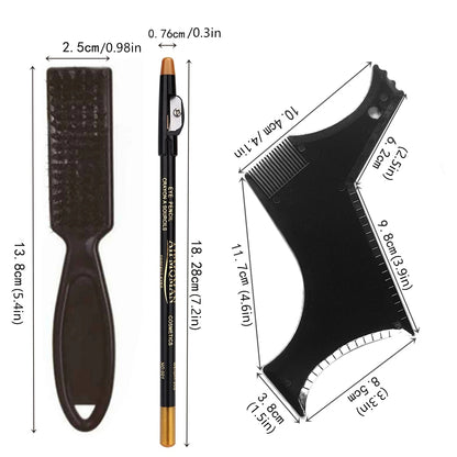 6pcs Beard Grooming Kit – Beard Shaping Pencils, Beard Brush, Styling Template Tool for Outlining, Trimming Shaping Facial Hair