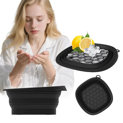 Portable Foldable Face Ice Bath Bowl for Facials Plunge Dipping Face Skincare Cold Compress Ice Therapy Wash Basin with Ice Tray