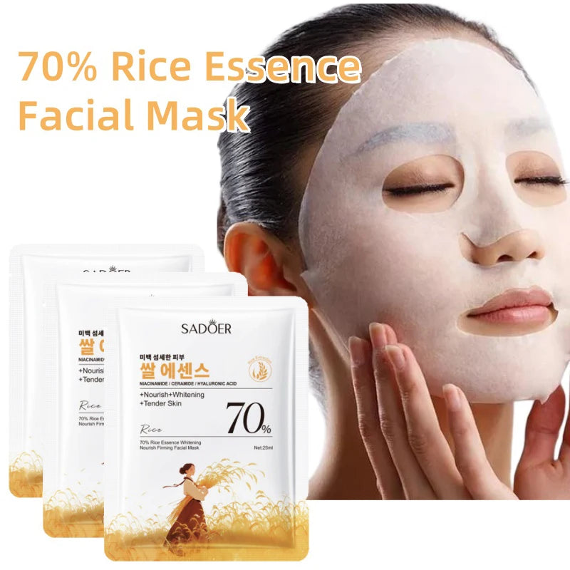 1/5/10PCS Rice Essence Face Sheet Mask,Niacinamide Hyaluronic Acid Hydrating Nourishing Brightening Tender Skin,Korean Skincare