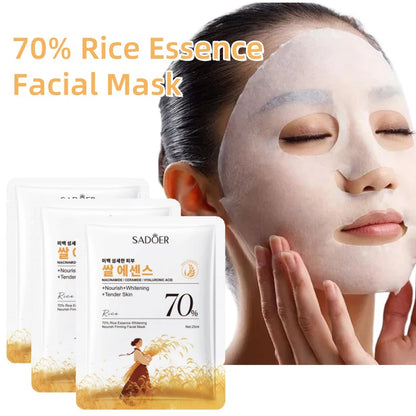 1/5/10PCS Rice Essence Face Sheet Mask,Niacinamide Hyaluronic Acid Hydrating Nourishing Brightening Tender Skin,Korean Skincare