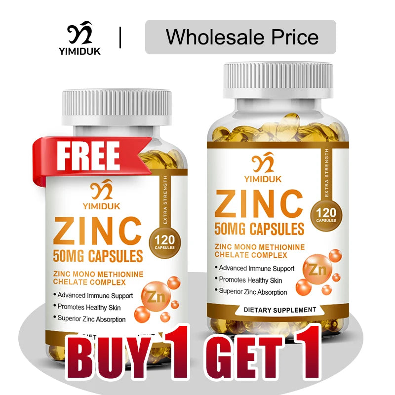 Buy 1 Get 1 Free! Yimiduk Premium Zinc Supplement, Support Boosts Energy, Metabolism Booster, Immune Health & Antioxidant
