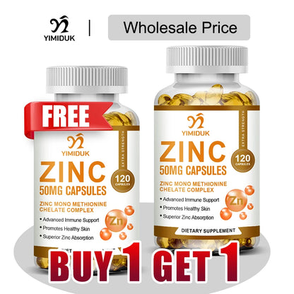 Buy 1 Get 1 Free! Yimiduk Premium Zinc Supplement, Support Boosts Energy, Metabolism Booster, Immune Health & Antioxidant
