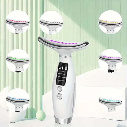 LED display beauty device, USB charging - with 7 types of lights, ergonomic design, vibration massage, suitable for effective re