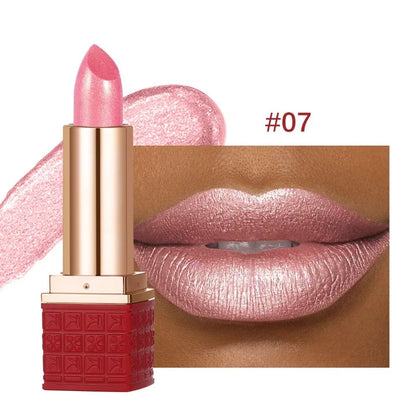 Lipstick Waterproof Long Lasting Moisturizing Golden Shining Non-stick Cup Pearlescent Diamond Lip Tint Red Sexy Lips Makeup