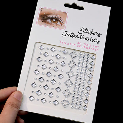 132/162/216/900pcs Coorful Diamonds Tattoos Stickers 3/4/5/6mm Face Rhinestones Tattoo for Party Body/Eye Makeup Gem Accessories