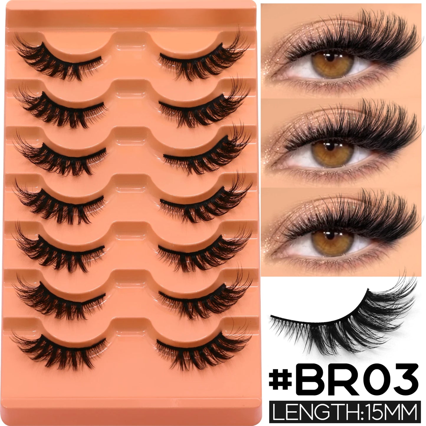 VELTRINAY Half Lashes Natural Cat Eye Eyelashes Wispy False Eyelashes 3D Volume Strip Natural Lashes Fake Eyelashes Makeup