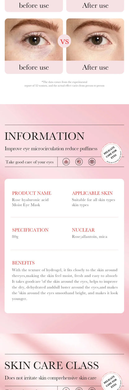 60pcs BIOAQUA Rose Hyaluronic Acid Eye Mask Anti Dark Circles Eye Bags Moisturizing Anti-Aging Eye Patches Skin Care Products