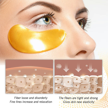 24k Gold Collagen Eye Patches Reduce Fine Lines Eliminate Puffiness And Dark Circles Tighten And Firm The Delicate Eye Area