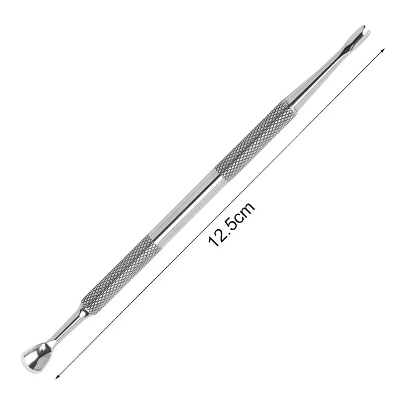 Nail Double-ended Use Stainless Steel Circle Beveled Head Cuticle Pusher Remover Professional Manicure Sticks File Nail Art Tool
