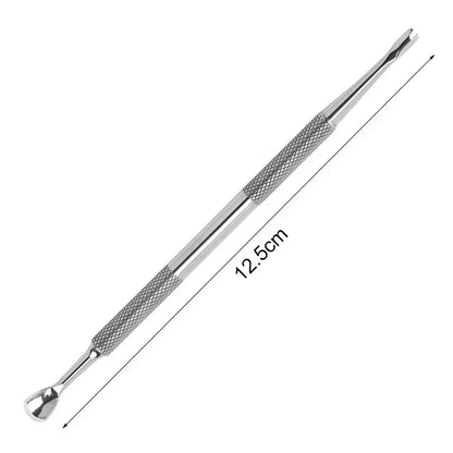 Nail Double-ended Use Stainless Steel Circle Beveled Head Cuticle Pusher Remover Professional Manicure Sticks File Nail Art Tool