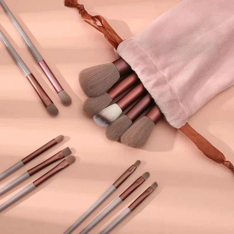 10/13PCS Makeup Brushes Set Eye Shadow Foundation Women Cosmetic Brush Eyeshadow Blush Beauty Soft Tools Bag Makeup Brush Set