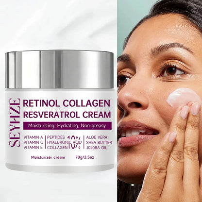 SEYHZE Retinol & Collagen Moisturizing Cream with Resveratrol HA & Niacinamide 40g/70g Day Night Anti-Aging Skin Care for Men Wo