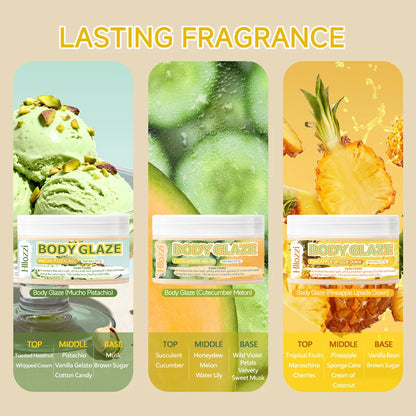 The Dreamy Body Glaze series offers body care, moisturizing, long-lasting fragrance, and a smooth, silky finish.