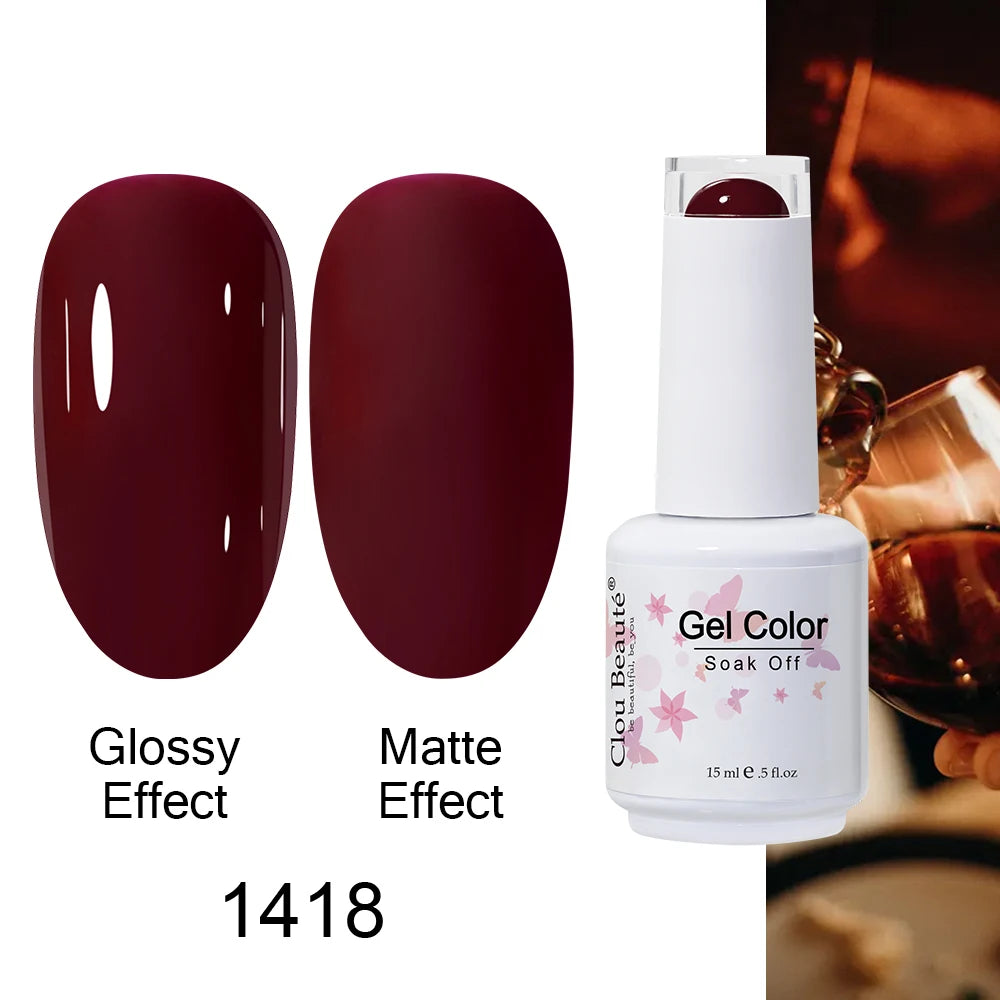 Clou Beaute 15ml Nail Gel Polish Warm Color Dark Red Brown Semi Permanent Nail Art Manicure Soak Off LED UV Varnishes Lacquer