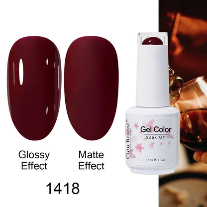 Clou Beaute 15ml Nail Gel Polish Warm Color Dark Red Brown Semi Permanent Nail Art Manicure Soak Off LED UV Varnishes Lacquer