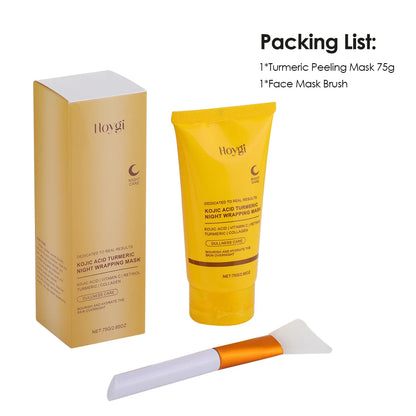 2pcs Collagen Overnight Facial Mask Deep Pore Cleansing Peel off Oil Control Turmeric Night Face Mask for Skin Care