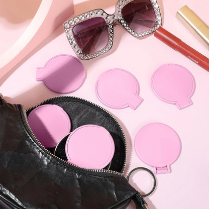 20/50pcs Pink Black Portable Mini Folding Makeup Mirrors - Women's Travel Daily Grooming Mirror, Durable Plastic Frame