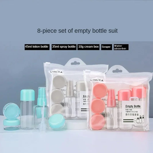 8 Piece Set Beauty Skincare Travel Bottles Perfume Spray Bottle Shampoo Facial Cleanser Lotion Bottle Eye Face Cream Boxes