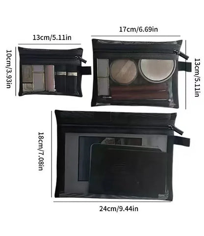 Women Mesh Cosmetic Bag Travel Storage Makeup Bag Organizer Female Make Up Pouch Portable Small Large Toiletry Beauty Case