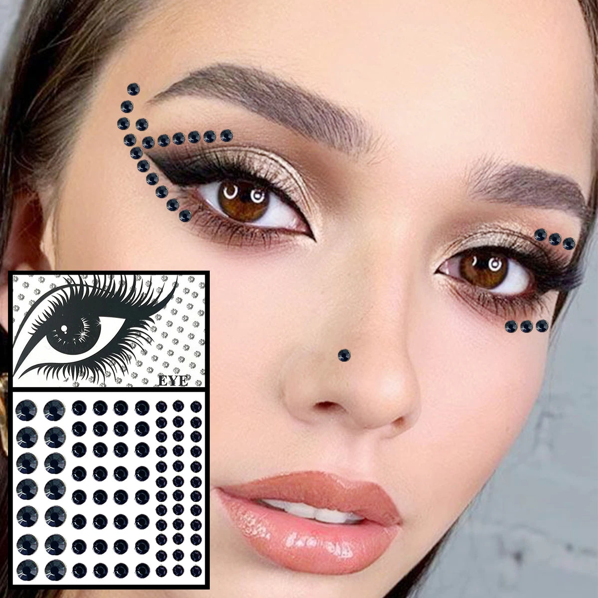 Red Heart Face Jewelry Temporary Tattoos Eye Forehead Diamonds Jewels Makeup Sticker Sparkle Water Drop Gems Nail Art Festival