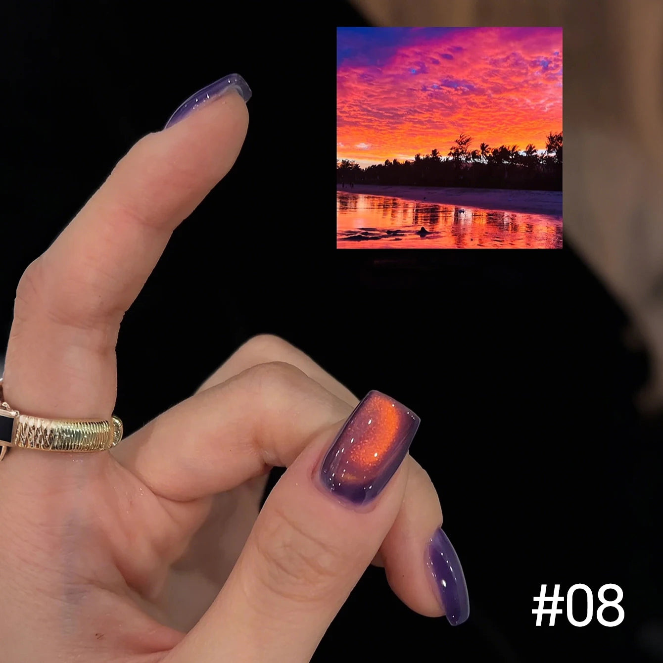 10ML 1-10PCS 2025 New Sunset Cat's Eye Nail Polish Series Amber Glass Beads Magnet Gel Nail Polish Nail Art Gold Brown Nails
