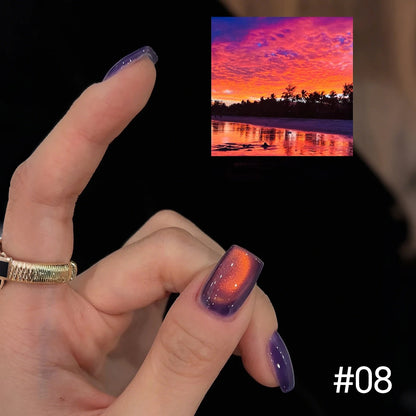 10ML 1-10PCS 2025 New Sunset Cat's Eye Nail Polish Series Amber Glass Beads Magnet Gel Nail Polish Nail Art Gold Brown Nails