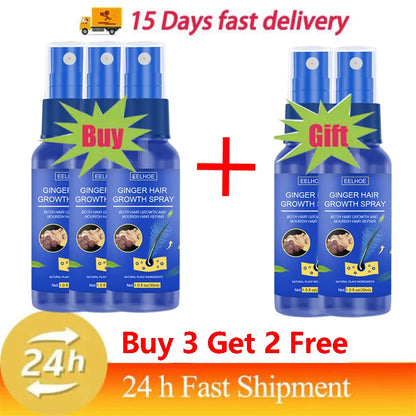 Ginger Hair Growth Serum Spray Anti Loss Regrowth Hair Growth Oil Essence Scalp Massage Moisturizing Nourish Hair Care Men Women