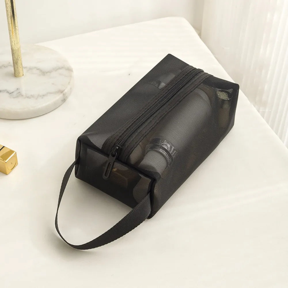 Mesh Toiletry Bag Travel Wash Bag Large Capacity Zipper Makeup Bag Skin Care Storage Bag Women Cosmetic Bag Korean Storage Bag