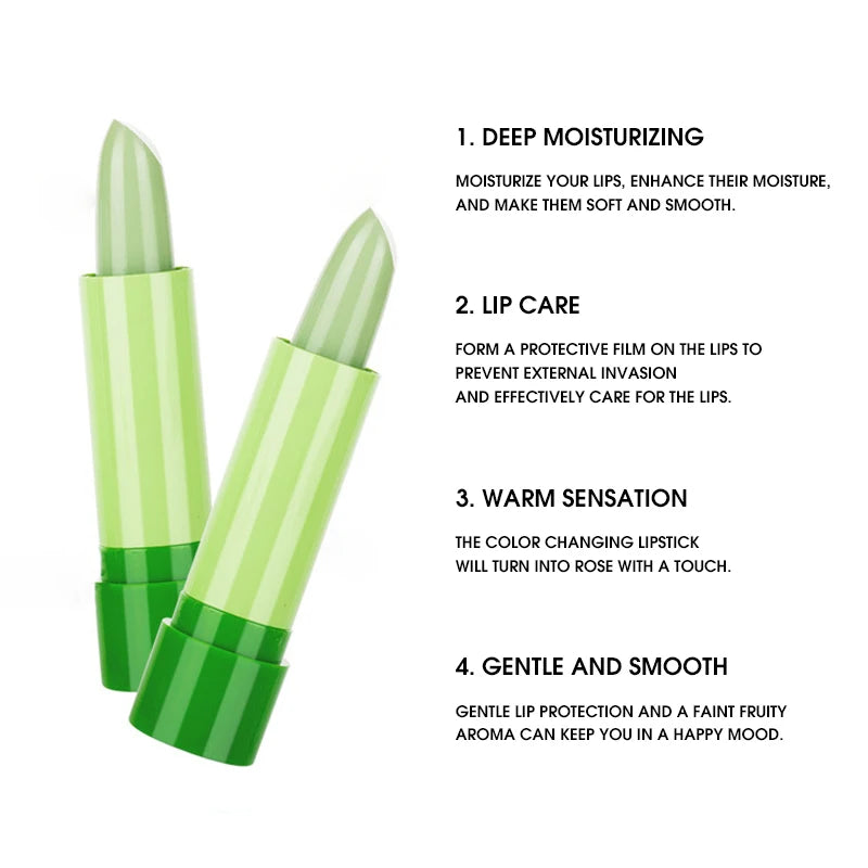 1Pc Moisturizing Aloe Color Changing Lipstick Long Term Moisturizing and Hydrating Lipstick Lip Color Lip Care
