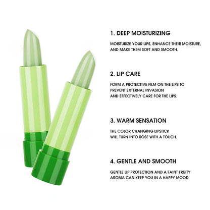 1Pc Moisturizing Aloe Color Changing Lipstick Long Term Moisturizing and Hydrating Lipstick Lip Color Lip Care
