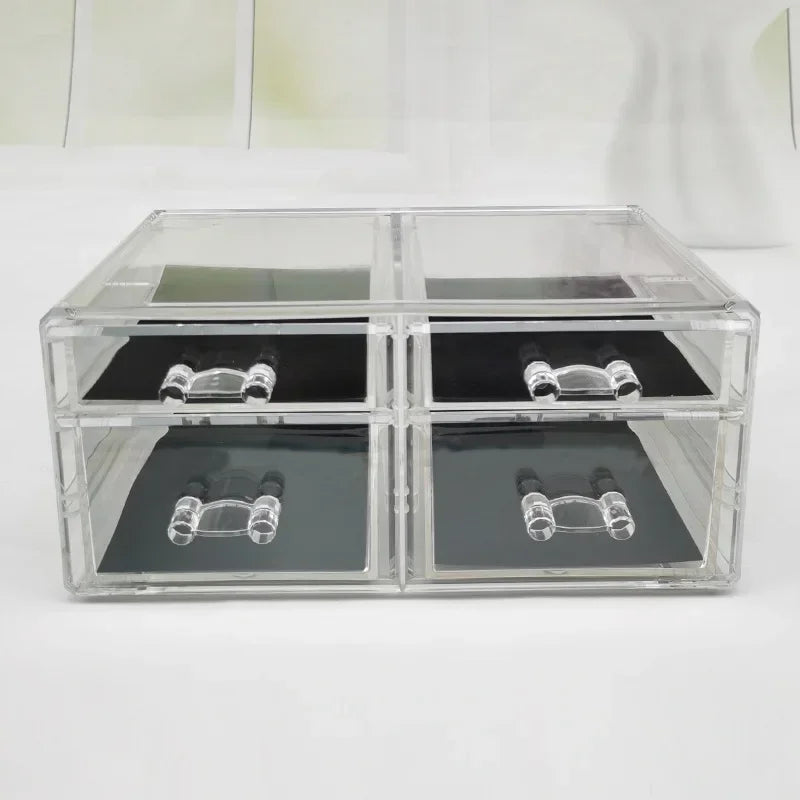 Table Transparent Plastic Makeup Organizer Multi-type Drawers Skincare Product Storage Box 3 Layers Case
