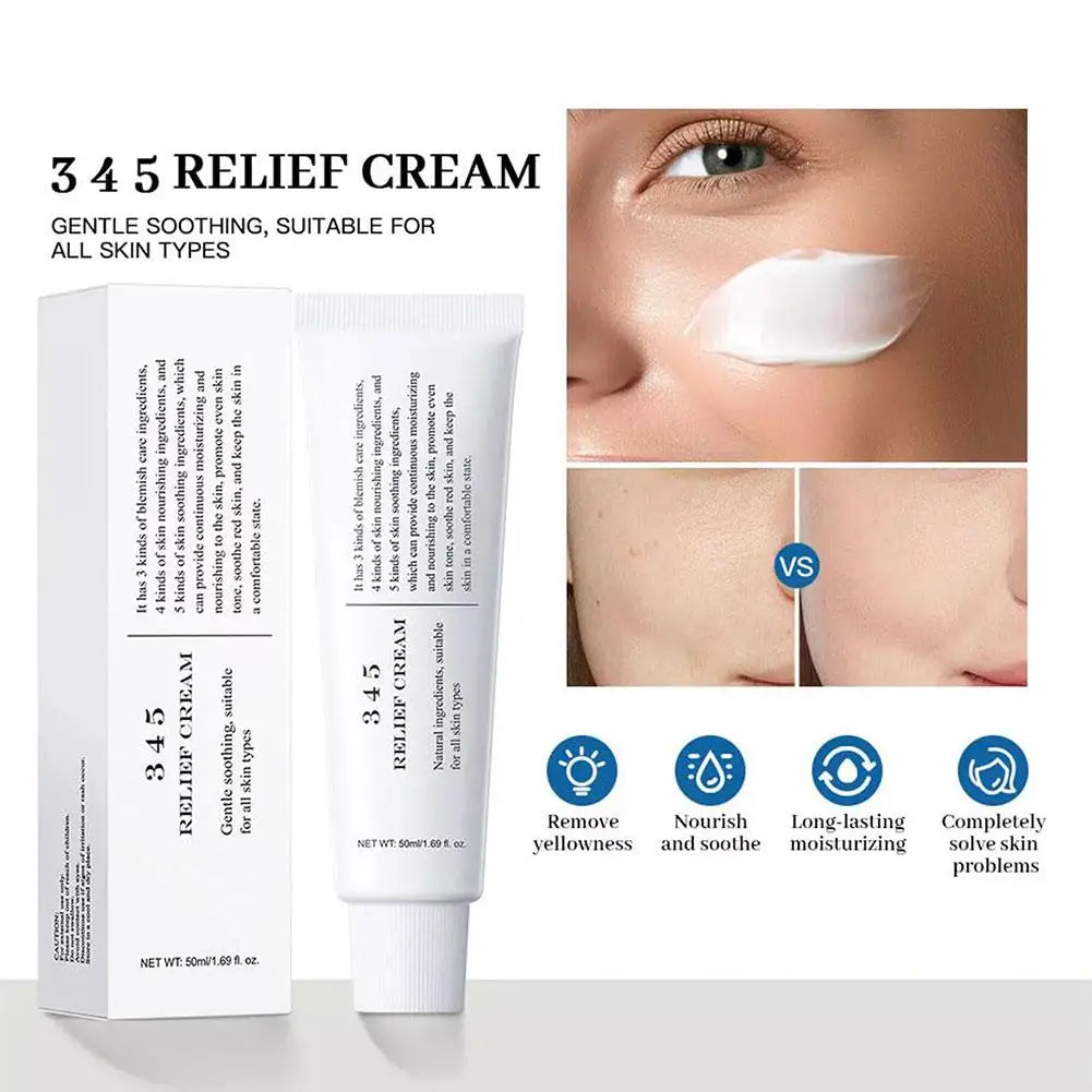 345 Relief Cream Moisturizing Repair Protection Skin Antioxidant Face Cream Nourish The Skin Smooth Cream Skincare Solution NEW