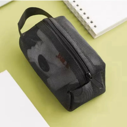 Mini Clear Nylon Mesh Cosmetic Bags Cute Women Small Lipstick Makeup Bags Pouch Data Line Key Earphone Organizer Case